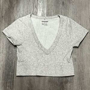 Garage V-neck Ribbed Short Sleeved Crop Top, size S